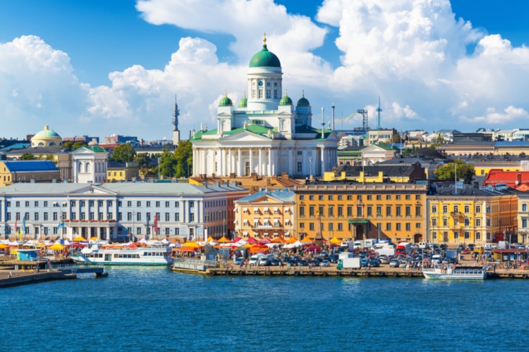 skyline of Helsinki, Finland, considered the happiest country of the world